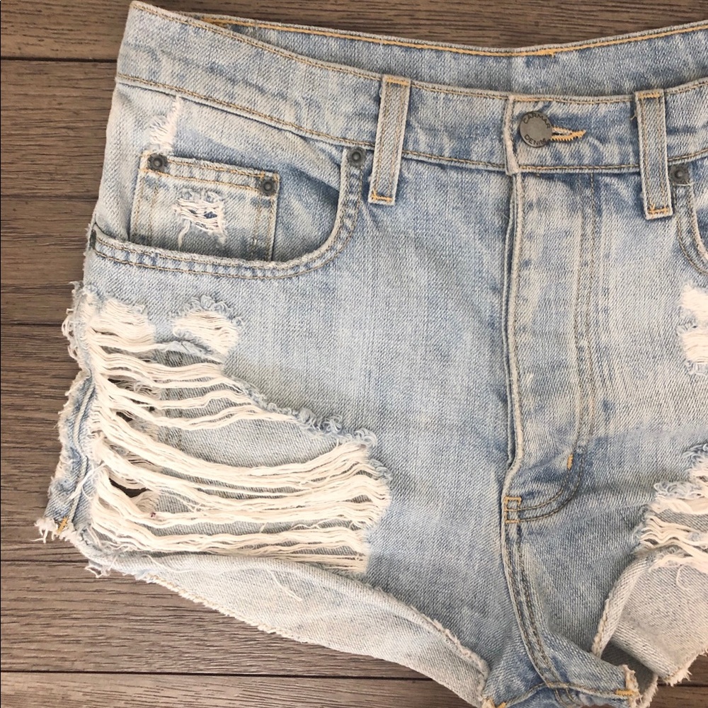 Distressed High-Waisted Carmar Denim Shorts